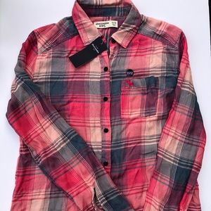 Abercrombie kids girls plaid flannel button up top